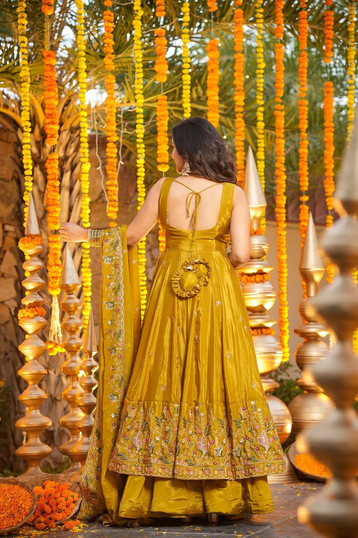 The Radiant Mustard Botanical-Hem Anarkali
